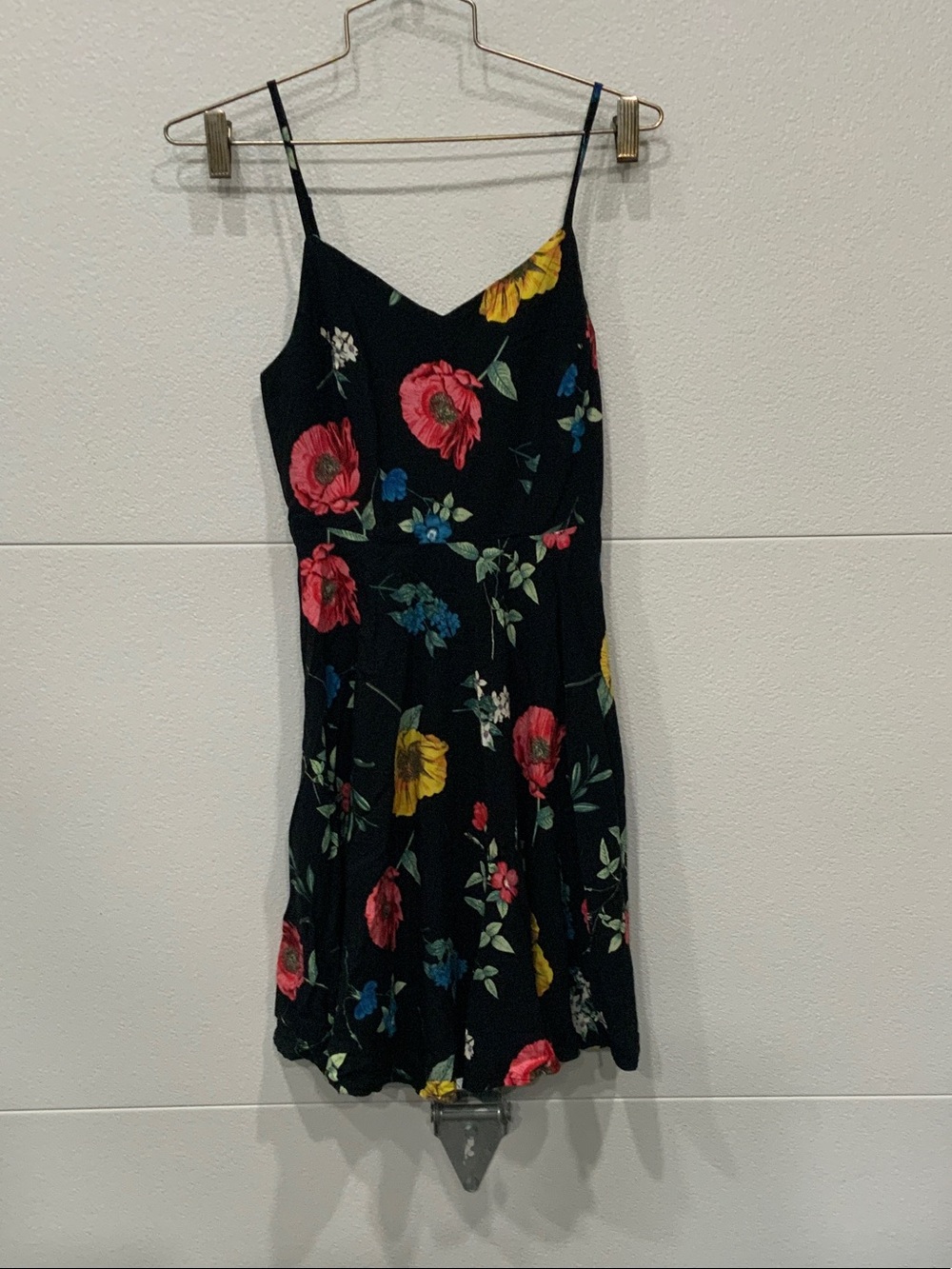 Black Floral Spaghetti-Strap Dress - Women's